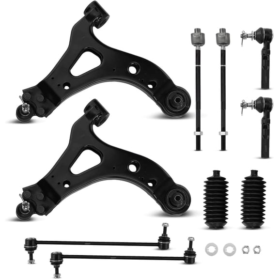 A-Premium 10Pcs Front Suspension Kit Lower Control Arm with Ball Joint Tie Rod End Sway Bar Rack And Pinion Bellow Kit Compatible with Chevrolet Uplander Buick Terraza Saturn Relay Pontiac Montana