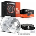 thumbnail image 1 of A-Premium 11.02 inch (279.9mm) Front Drilled and Slotted Disc Brake Rotors + Ceramic Pads Kit Compatible with Select Jeep Model - Grand Cherokee 1993-1998, Wrangler, Cherokee, Comanche, Wagoneer, 1 of 7