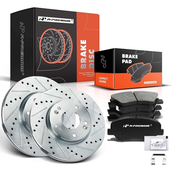 A-Premium 11.02 inch (280mm) Front Vented Disc Brake Rotors + Ceramic Pads Kit Compatible with Select Hyundai and Kia Models - Elantra Elantra Coupe Elantra GT For Veloster Forte Forte Koup