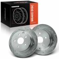 thumbnail image 1 of A-Premium 11.06 inch (280.9 mm) Rear Drilled and Slotted Disc Brake Rotors Compatible with Select Toyota and Pontiac Models - Matrix 2009-2013, Vibe 2009-2010, 2-PC Set, 1 of 8