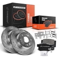 thumbnail image 1 of A-Premium 11.09 inch(281.69 mm) Rear Drilled and Slotted Disc Brake Rotors + Ceramic Pads Kit Compatible with Select Honda Models - CR-V 2002 2003 2004 L4 2.4L, 6-PC Set, 1 of 8