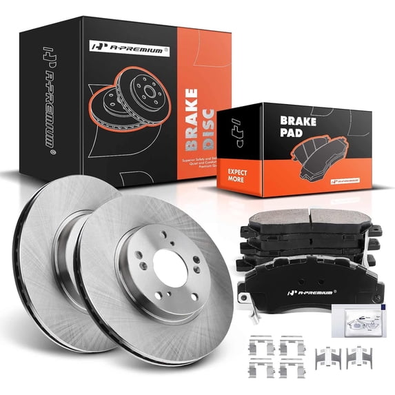 A-Premium 11.10 inch (282mm) Front Vented Disc Brake Rotors + Ceramic Pads Kit Compatible with Select Honda Model - Accord 1998 1999 2000 2001 2002 3.0L, 6-PC Set