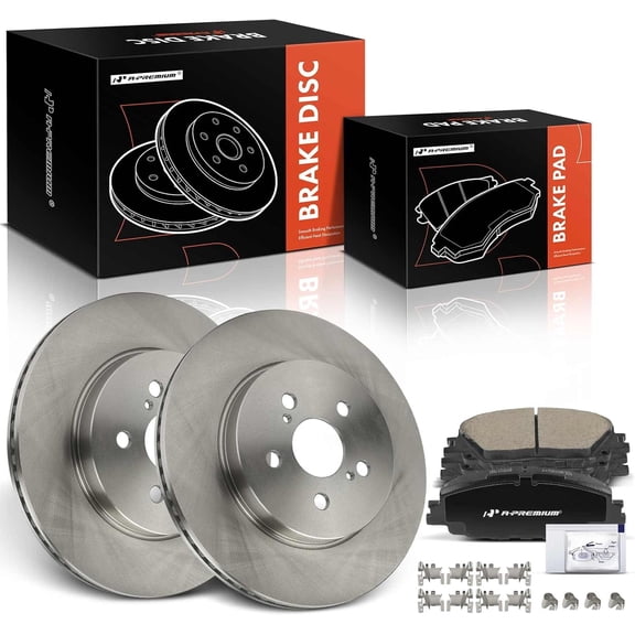 A-Premium 11.14 inch (283.1mm) Front Vented Disc Brake Rotors + Ceramic Pads Kit Compatible with Select Toyota Models - Corolla 2019-2022, Prius Prime 2020-2022, 6-PC Set
