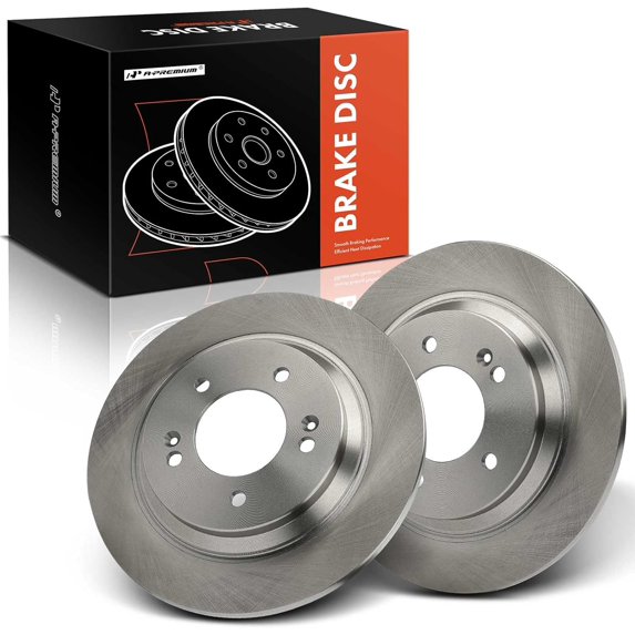 A-Premium 11.18 inch (284mm) Rear Solid Disc Brake Rotors Compatible with Select Hyundai and Kia Models - Elantra GT, Sonata, Ioniq, Azera, Soul Ev, Optima, Forte, Forte5, Niro, Cadenza, 2-PC Set