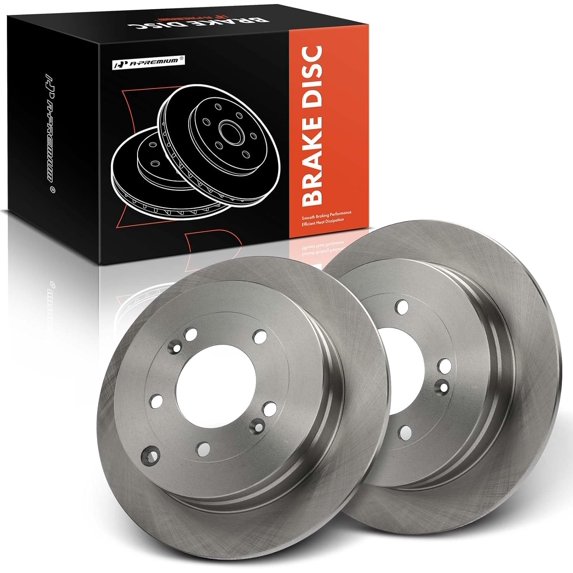 A-Premium 11.18 inch (284mm) Rear Solid Disc Brake Rotors Compatible with Select Hyundai & Kia Models - Azera 2006-2009, Amanti 2007-2009, 2-PC Set