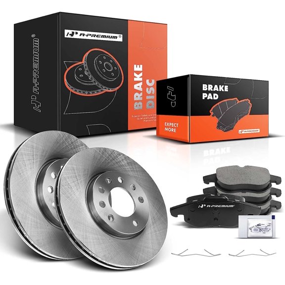 A-Premium 11.22 inch(285 mm) Front Vented Disc Brake Rotors + Ceramic Pads Kit Compatible with Select Saab Models - 9-3 2003 2004 2005 2006 2007 2008 2009 2000 2010 2.0L, 6-PC Set