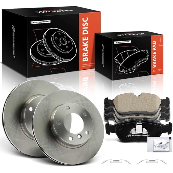 A-Premium 11.25 inch (286mm) Front Vented Disc Brake Rotors + Ceramic Pads Kit Compatible with Select BMW Models - 318i 1996-1998, 318is 1997-1999, 320i, 323Ci, 323i, 323is, 328i, 328is, Z3, 6-PC Set