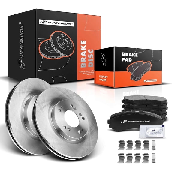 A-Premium 11.42 inch (290mm) Front Vented Disc Brake Rotors + Ceramic Pads Kit Compatible with Select Mitsubishi Models - Endeavor 2004-2008/2010-2011 6-PC Set