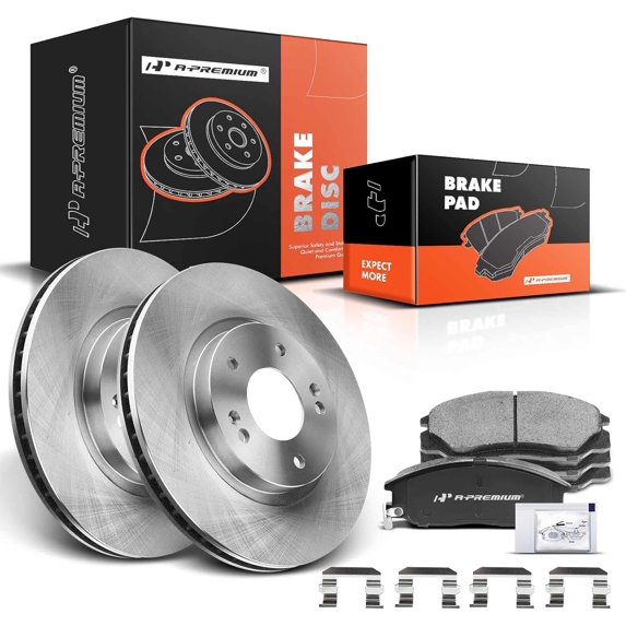 A-Premium 11.57 inch(294mm) Front Vented Disc Brake Rotors + Ceramic Pads Kit Compatible with Select Hyundai Models - Santa Fe 2001 2002 2003 2004 2005 2006, 6-PC Set