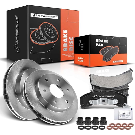 A-Premium 11.61 inch (295mm) Front Vented Disc Brake Rotors + Ceramic Pads Kit Compatible with Select Cadillac, Chevy and GMC Models - Escalade, Blazer, K1500, K1500 Suburban, K2500, Tahoe, Yukon