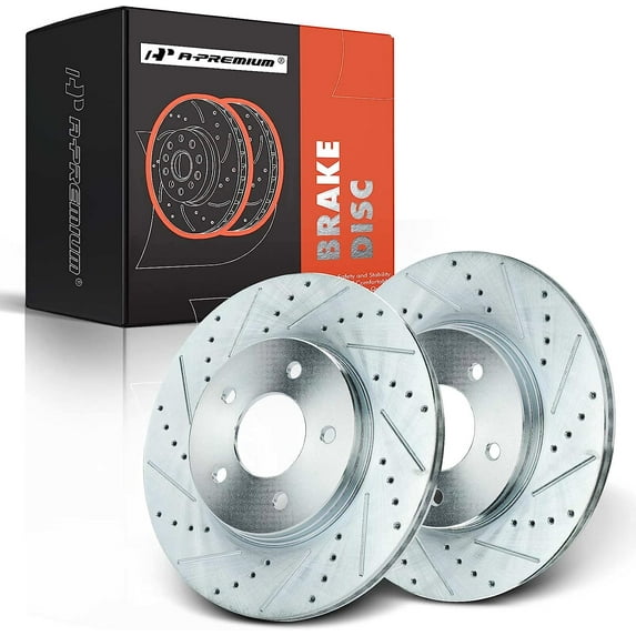 A-Premium 11.65 Inch (296mm) Front Drilled and Slotted Disc Brake Rotors Set Compatible with Select Chevrolet, Pontiac and Saturn Models - Equinox 2005-2006, Torrent 2006, Vue 2002-2007 2-PC Set