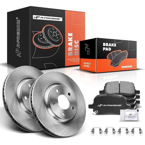 A-Premium 11.65 in(296mm) Front Vented Disc Brake Rotors + Ceramic Pads Kit Compatible with Select Chevy Saturn and Pontiac Models - Cobalt 05-08 HHR 08-10 Malibu 04-12 G5 G6 Aura Ion 6-PC Set