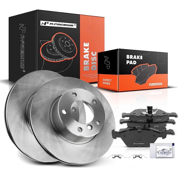 A-Premium 11.65 inch (296mm) Front Vented Disc Brake Rotors + Ceramic Pads Kit Compatible with Select BMW Model - 525i 2001-2003 2.5L, 528i 1997-2000 2.8L, 6-PC Set