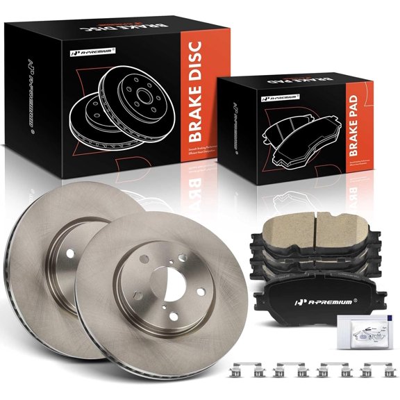 A-Premium 11.65 inch (296mm) Front Vented Disc Brake Rotors + Ceramic Pads Kit Compatible with Select Lexus Models - IS250 2009-2015, GS300 2006-2006, 6-PC Set