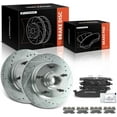 thumbnail image 1 of A-Premium 11.69 inch (297 mm) Front Drilled and Slotted Disc Brake Rotors + Ceramic Pads Kit Compatible with Select Ford Models - F-150 F150 1994-1996, E-150 Econoline 1994-2001, 6-PC Set, 1 of 8