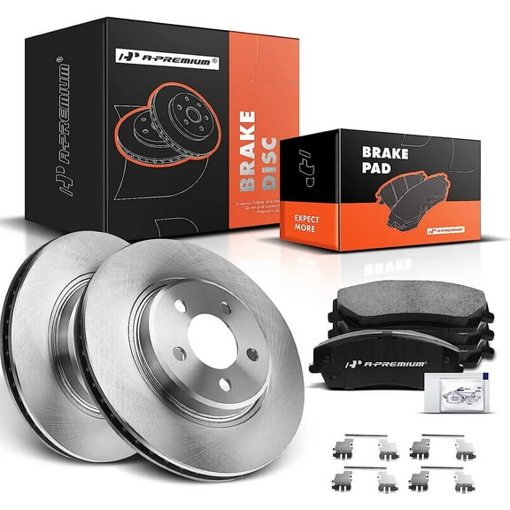 A-Premium 11.77 inch(299 mm) Front Vented Disc Brake Rotors + Ceramic Pads Kit Compatible with Select Ford, Lincoln, Mazda and Mercury Models - Fusion 2006-2012, MKZ, Zephyr, 6, Milan, 6-PC Set
