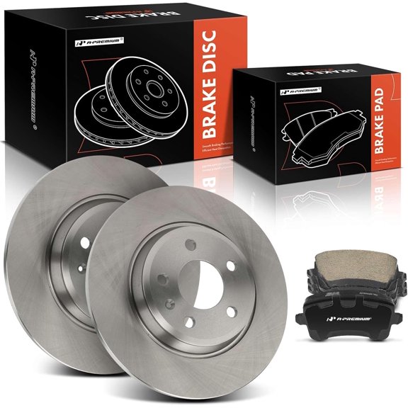 A-Premium 11.80 inch (299.9mm) Rear Solid Disc Brake Rotors + Ceramic Pads Kit Compatible with Select Audi Models - A4 2009-2016, A4 Allroad, A4 Quattro, Q5, A5, A5 Quattro, Allroad, 6-PC Set