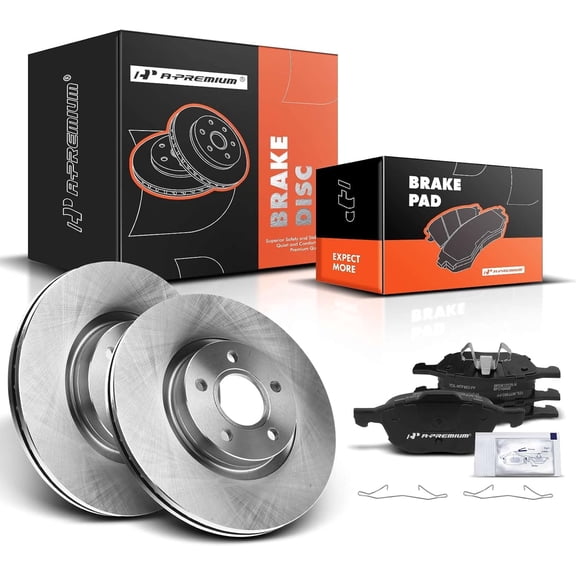 A-Premium 11.81 inch (300mm) Front Vented Disc Brake Rotors + Ceramic Pads Kit Compatible with Select Ford and Volvo Models - Escape 2013-2015/2017 C30 2007-201 C70 2006-2012 S40 2005-2011 V50