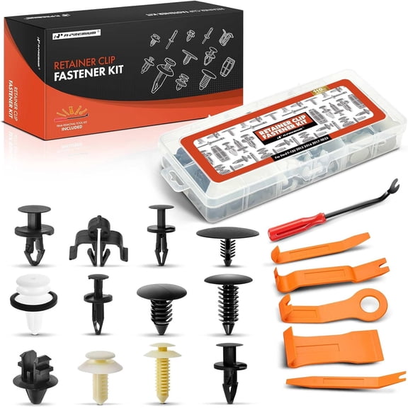 A-Premium 110 PCS (12 Sizes) Car Retainer Clips Kit Compatible with Ford F-150 F150 2015-2020 Bumper Tailgate Fender Rediators Auto Push Pin Plastic Rivet Fastener Replacement Set, w/Removal Tool