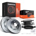 thumbnail image 1 of A-Premium 12.00 inch(305 mm) Front Drilled and Slotted Disc Brake Rotors + Ceramic Pads Kit Compatible with Select Jeep Models - Grand Cherokee 1999 2000 2001 2002, 4.0L 4.7L, w/ATE or Teves Calipers, 1 of 8
