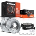 thumbnail image 1 of A-Premium 12.02 inch (305.2mm) Front Drilled and Slotted Disc Brake Rotors + Ceramic Pads Kit Compatible with Select Ford, Mercury Models - Explorer 2006-2010, Explorer Sport Trac, Mountaineer, 1 of 9