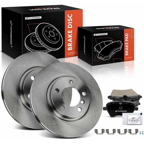 A-Premium 12.08 inch (307mm) Front Vented Disc Brake Rotors + Ceramic Pads Kit Compatible with Select Mini Models - Cooper Countryman 2011-2016, Cooper Paceman 2013-2016, 6-PC Set