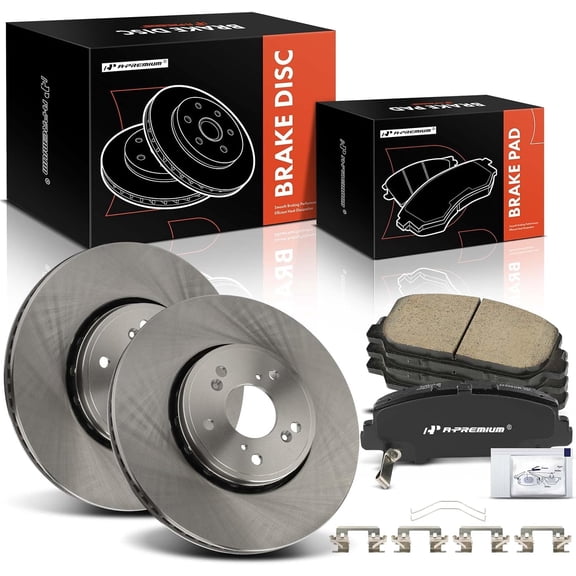 A-Premium 12.27 inch (311.7mm) Front Vented Disc Brake Rotors + Ceramic Pads Kit Compatible with Select Acura Models - RDX 2013-2018, ILX 2016, 6-PC Set