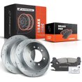 thumbnail image 1 of A-Premium 12.28 inch (312mm) Rear Drilled and Slotted Disc Brake Rotors + Ceramic Pads Kit Compatible with Select Hummer Models - H3 2006-2010 H3T 2009-2010 6-PC Set, 1 of 8