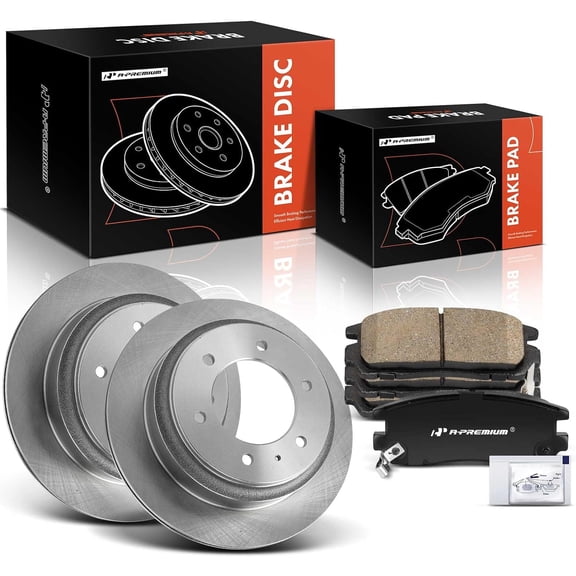 A-Premium 12.32 inch (313mm) Rear Vented Disc Brake Rotors + Ceramic Pads Kit Compatible with Select Honda, Acura and Isuzu Models - Passport, SLX, Amigo, Axiom, Rodeo, Rodeo Sport, Trooper, 6-PC Set