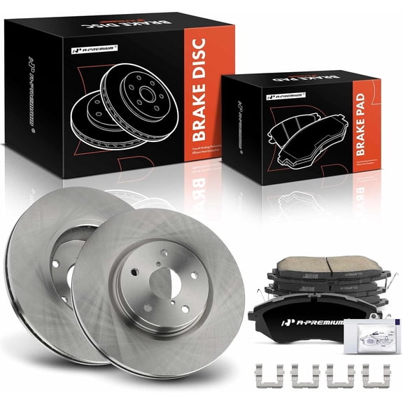 A-Premium 12.42 inch (315.5mm) Front Vented Disc Brake Rotors + Ceramic Pads Kit Compatible with Select Subaru Models - Outback 2015-2019, Legacy 2015-2019, Tribeca, B9 Tribeca, WRX, 6-PC Set