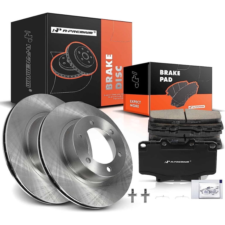 A-Premium 11.65 Inch (296mm) Front Vented Disc Brake Rotors Ceramic Pads Kit Compatible With