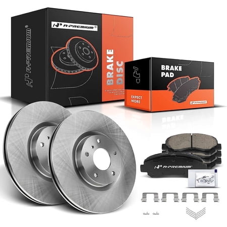 A-Premium 12.58 inch (319.6mm) Front Vented Disc Brake Rotors + Ceramic Pads Kit Compatible with Select Nissan Models - Maxima 2009 2010 2011 2012 2013 2014 2015 2016 2017, 6-PC Set