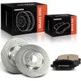 thumbnail image 1 of A-Premium 12.59 inch (320mm) Rear Drilled and Slotted Disc Brake Rotors + Ceramic Pads Kit Compatible with Select Jeep Models - Cherokee 2014-2021, 6-PC Set, 1 of 9