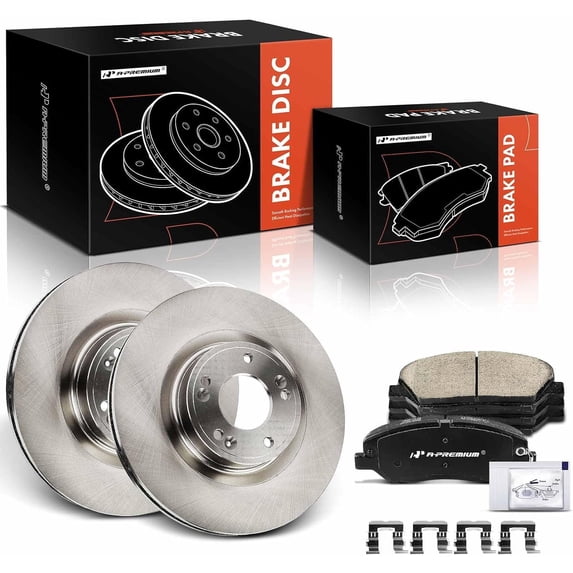 A-Premium 12.60 in (320 mm) Front Vented Disc Brake Rotors + Ceramic Pads Kit Compatible with Select Volvo Models - Genesis 2009 2010 2011, 3.8L, Sedan, 6-PC Set