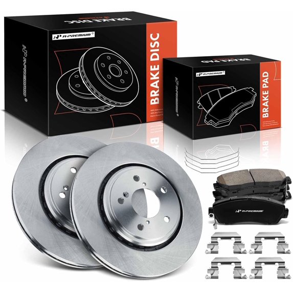 A-Premium 12.60 inch (320 mm) Front Vented Disc Brake Rotors + Ceramic Pads Kit Compatible with Select Honda Models - Odyssey 2015-2017, Passport 2019-2021, 6-PC Set