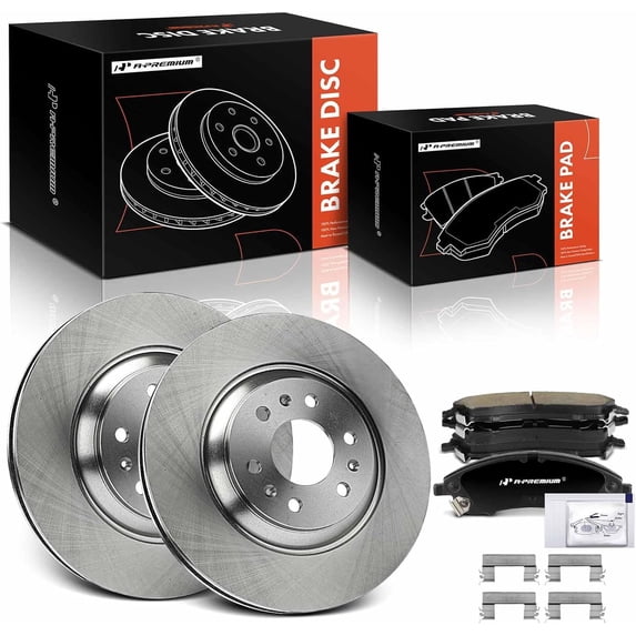 A-Premium 12.72 in (323 mm) Front Vented Disc Brake Rotors + Ceramic Pads Kit Compatible with Select Cadillac Models - SRX 2004 2005 2006 2007 2008 2009, 6-PC Set