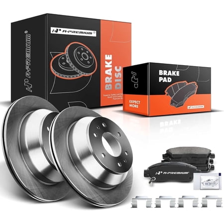 A-Premium 12.80 inch(325 mm) Rear Vented Disc Brake Rotors + Ceramic Pads Kit Compatible with Select Chevy Buick GMC Isuzu Oldsmobile and Saab Models - Envoy 9-7x Rainier Trailblazer Rainier