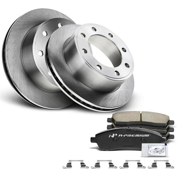 A-Premium 12.83 inch(326 mm) Rear Vented Disc Brake Rotors + Ceramic Pads Kit Compatible with Select Ford Models - Excursion 00-05, For F-250 Super Duty 99-04, For F-350 Super Duty 99-04, 6-PC Set