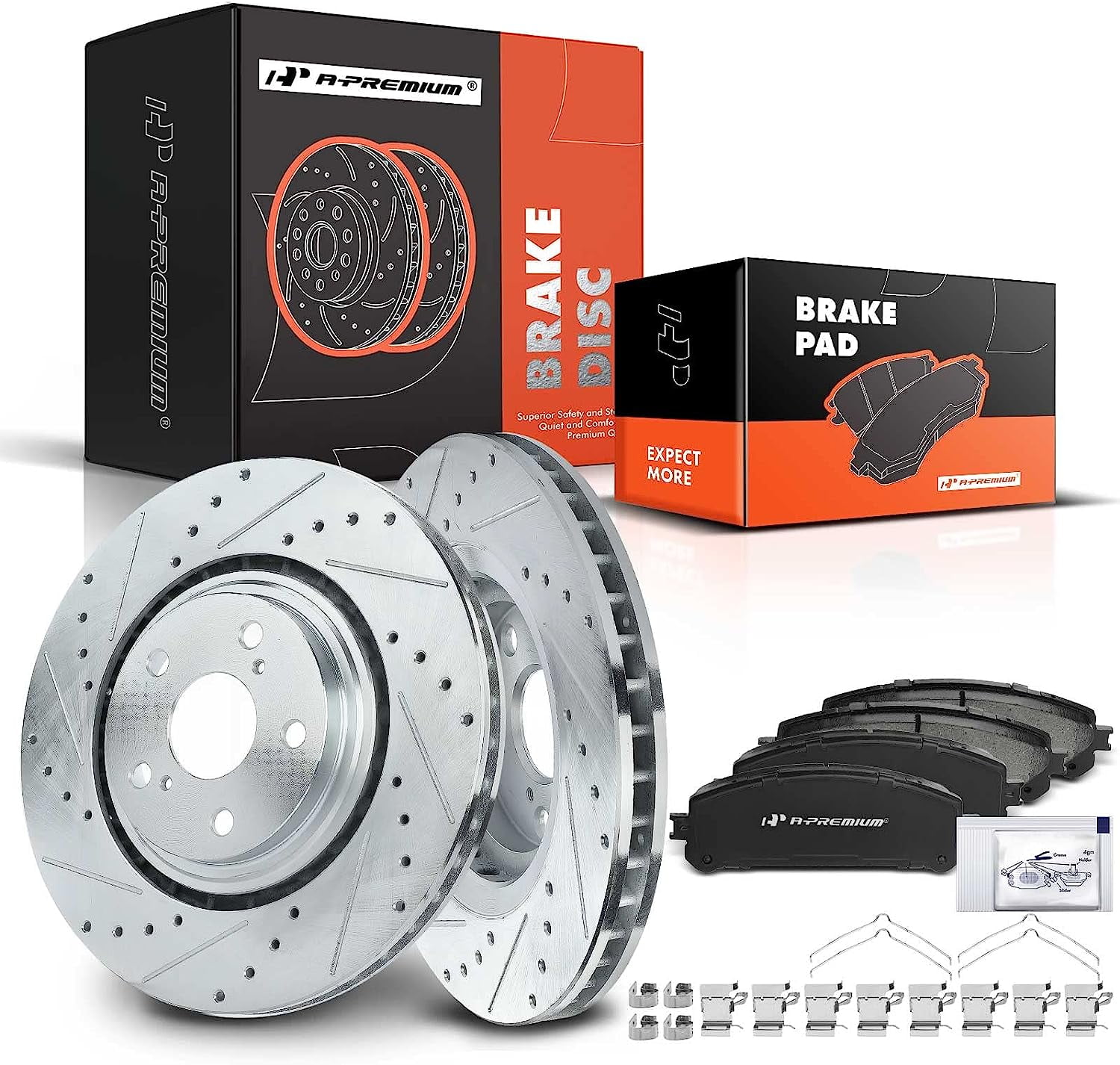YXPCARS Drilled & Slotted Brake Kit For Lexus NX300 NX200t NX300h – Front & Rear – Ceramic Pads + Rotors