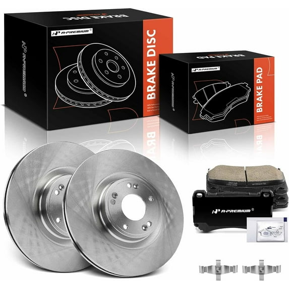 A-Premium 12.99 in (330 mm) Front Vented Disc Brake Rotors + Ceramic Pads Kit Compatible with Select Hyundai Models - Genesis 2009-2012 4.6L, 2013-2014 3.8L, 6-PC Set