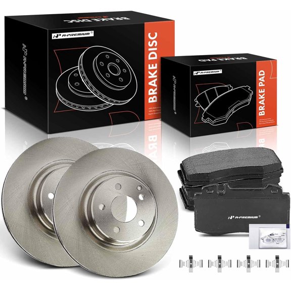 A-Premium 12.99 inch (330 mm) Front Vented Disc Brake Rotors + Ceramic Pads Kit Compatible with Select Mercedes-Benz Models - S430 2000-2002, S500 2000-2003, CL500 2001-2003, 6-PC Set