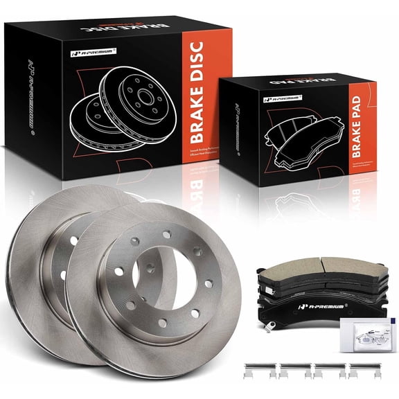 A-Premium 12.99 inch (330 mm) Front Vented Disc Brake Rotors + Ceramic Pads Kit Compatible with Select Cadillac Models - DTS 2006-2011, 6-PC Set