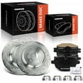 thumbnail image 1 of A-Premium 12.99 inch (330mm) Rear Drilled and Slotted Disc Brake Rotors + Ceramic Pads Kit Compatible with Select BMW Models - 528i, 528i xDrive, 535d, 535d xDrive, 535i, 535i xDrive, 6-PC Set, 1 of 6