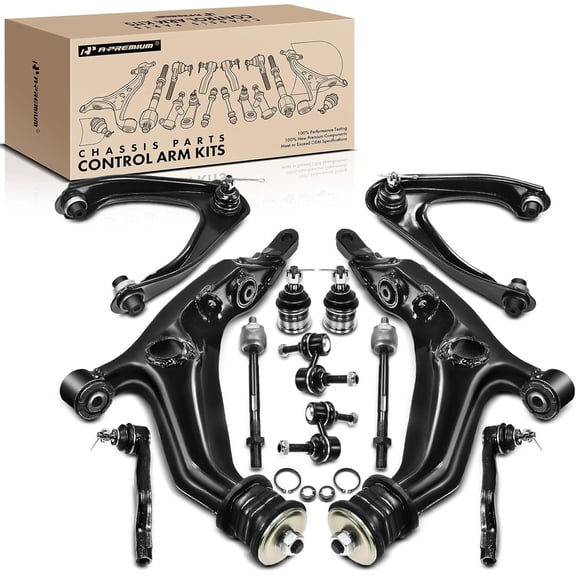 A-Premium 12Pc Front Suspension Kit, Upper Lower Control Arm, Lower Ball Joint, Inner Outer Tie Rod End, Sway Bar Link, Compatible with Honda CR-V CRV 1997 1998 1999 2000 2001 2.0L Gas