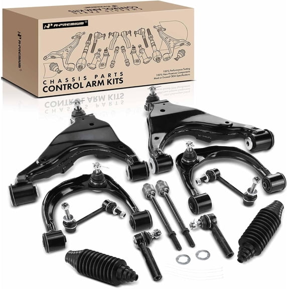 A-Premium 12Pcs Front Kit, Upper Lower Control Arm with Ball Joint, Sway Bar, Tie Rod End, Rack and Pinion Bellow Kit, Compatible with Toyota 4Runner Lexus GX470 2003-2009 Replace# 4550339235