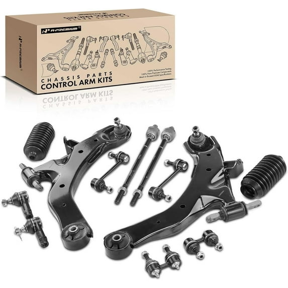 A-Premium 12Pcs Front Rear Suspension Kit, Lower Control Arm with Ball Joint, Sway Bar Link, Tie Rod End, Rack Boot Kit, Compatible with Hyundai Elantra 2001-2006 L4 2.0L Replace# 545012D002