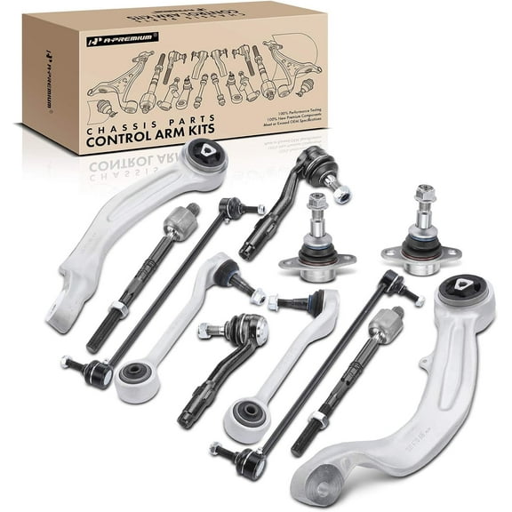 A-Premium 12Pcs Front Suspension Kit, Lower Forward & Rearward Control Arm w/Ball Joint, Sway Bar Link, Tie Rod End Compatible with BMW 525xi/530xi 06-07, 528i xDrive/535i xDrive 09-10, 528xi, 535xi