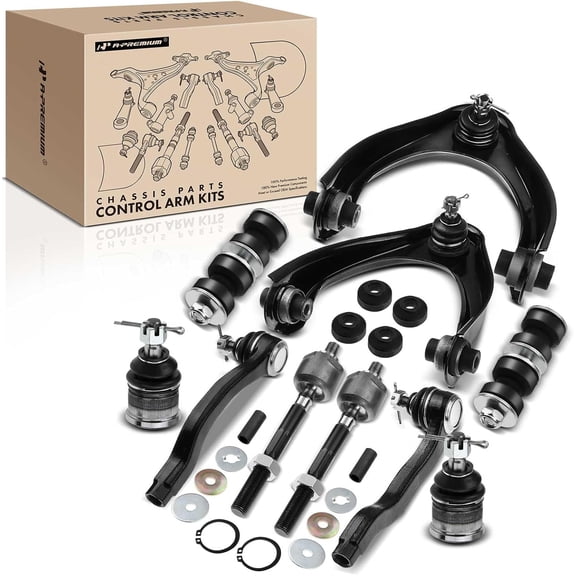 A-Premium 12Pcs Front Suspension Kit Upper Control Arm Ball Joint Tie Rod End Sway Bar Strut Mount Compatible with Honda Civic 1996-2000 1.6L