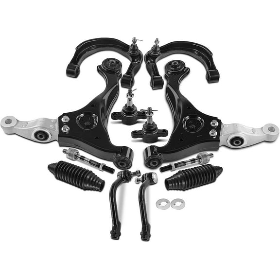 A-Premium 12Pcs Front Suspension Kit Upper Lower Control Arm Ball Joint Tie Rod End Rack Pinion Bellow Compatible with Hyundai Sonata 2006 2007 2008