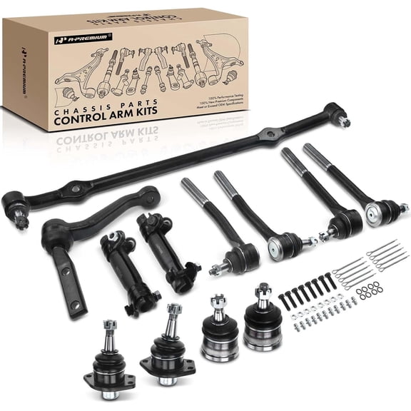 A-Premium Set of 12,Front Upper Lower Ball Joint, Inner Outer Tie Rod End, Idler Arm, Center Link, Compatible with Chevy & Buick & Cadillac & Pontiac - Impala Caprice Riviera LeSabre DeVille Catalina
